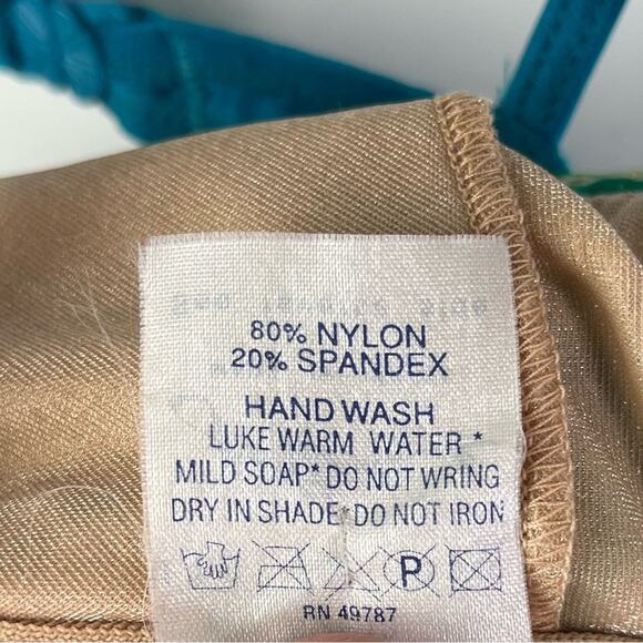 Gottex Vintage Underwire High Leg Teal Blue Two Piece Bikini Set - Picture 12 of 15